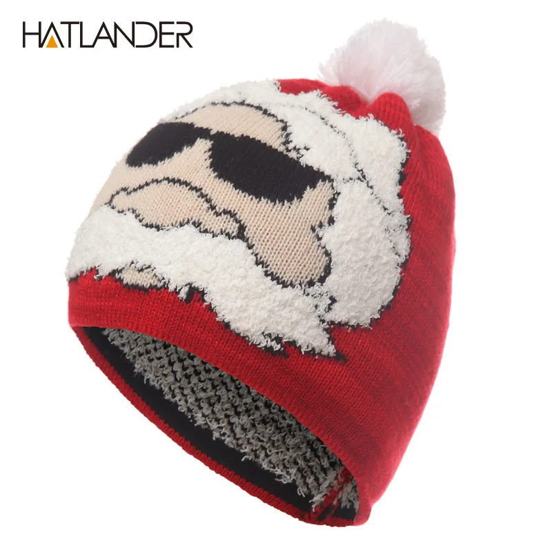 

[HATLANDER] Рождественская шапка для родителя и ребенка, зимняя вязаная шапка, уличная теплая шапка для мужчин и женщин, Красная Шапка-капот для детей