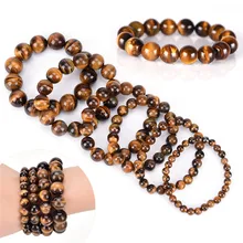 Doğal Taş Boncuk Buda Bilezik Kaplan Gözü Bilezik Pulseras Mujer Erkekler Kadınlar 6mm 8mm 10mm 12mm 14mm 16mm