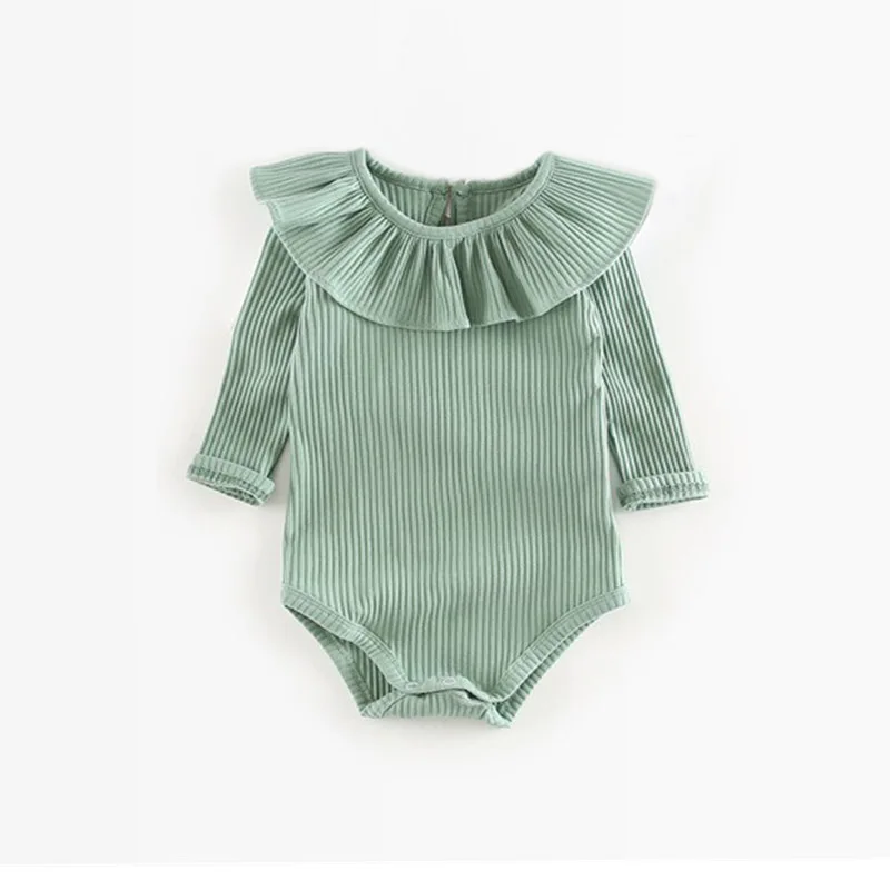 green girl romper Комбинезон для маленьких девочек; От 0 до 2 лет; сезон осень-зима; Одежда для новорожденных девочек; Детский комбинезон с длинными рукавами для мальчиков; одежда для маленьких мальчиков - Цвет: green girl romper