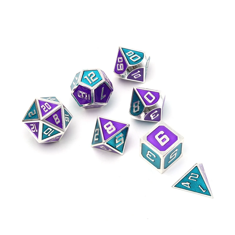 

Chengshuo dnd metal dice rpg polyhedral set dungeons and dragons d&d table game d20 12 10 6 Zinc alloy double color digital dice