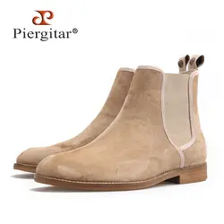 Piergitar/2018 новый ручной Для мужчин Челси Сапоги и ботинки для девочек Классический стиль из коровьей замши Для мужчин повседневная Сапоги и