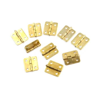 

10Pcs Furniture Fittings 18x16mm Kitchen Cabinet Door Hinges Furniture Accessories 4 Holes Gold Drawer Hinges for Jewelry Boxes