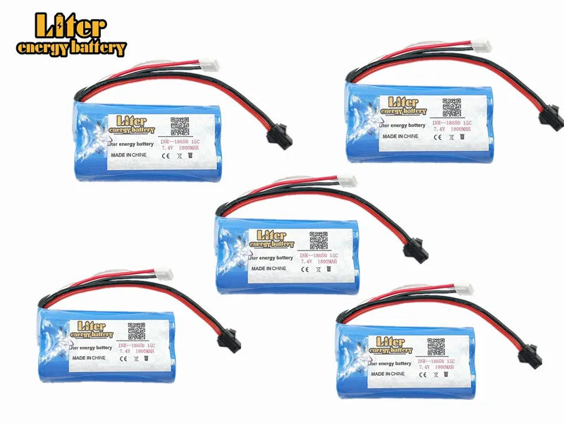 5 шт 7,4 V 1800 mAh Lipo Батарея для Udi U12A Syma S033g Q1 Tianke H100 7,4 Lipo Батарея 18650 7,4 V 1800 mah 15C штекер SM