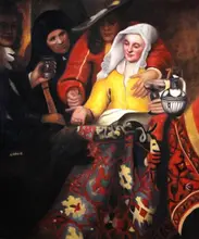 100% Hand-painted Oil Reproduction Procuress by Johannes Vermeer Canvas Art Painting for Living Room Classic Portrait Painting