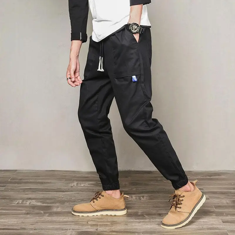 

M-5XL Elastic Waist Sweatpants Men Gym Clothing Korean Style Summer Light Weight Ankle Pants Cuffed Drawstring Joggers XXXXXL