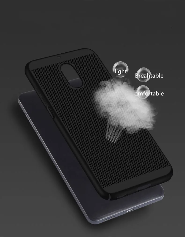 For Nokia 6 Case Heat Dissipation Cooling Housing Honeycomb Back Cover Charcoal Cases