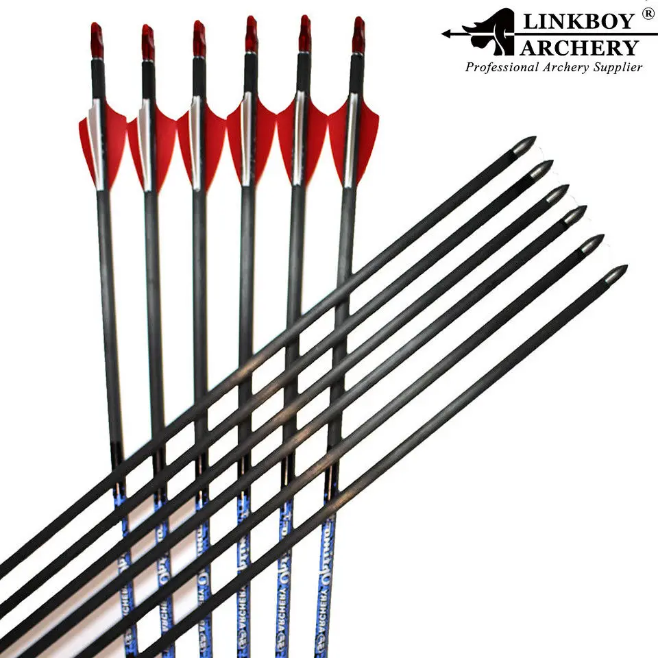 12PCS Spine 700 30'' ID4.2mm SF Pure Carbon Arrows 1.75'' Plastic Vanes