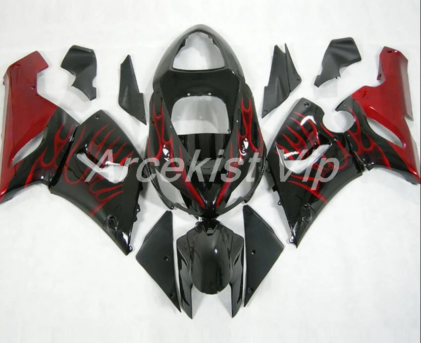 4 подарка ABS Обтекатели комплект подходит для kawasaki Ninja ZX6R 636 2005 2006 6R 05 06 ZX-6R обтекатель набор пользовательских Красного пламени