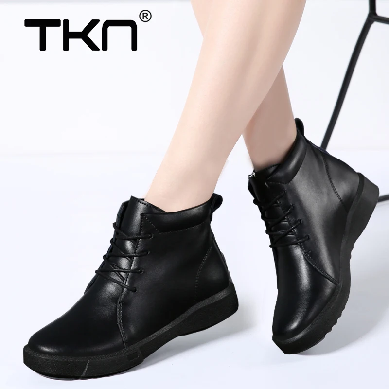 

2019 Winter Women Ankle Boots Shoes Leather Motocycle Snow Boots Shoes Ladies High Rain Rubber Booties Footwear Shoes Woman