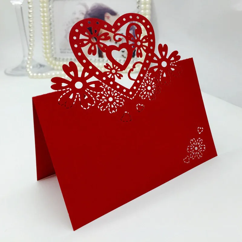 Red Place Cards Escort Mark Table Diy Heart Festival Event Wedding
