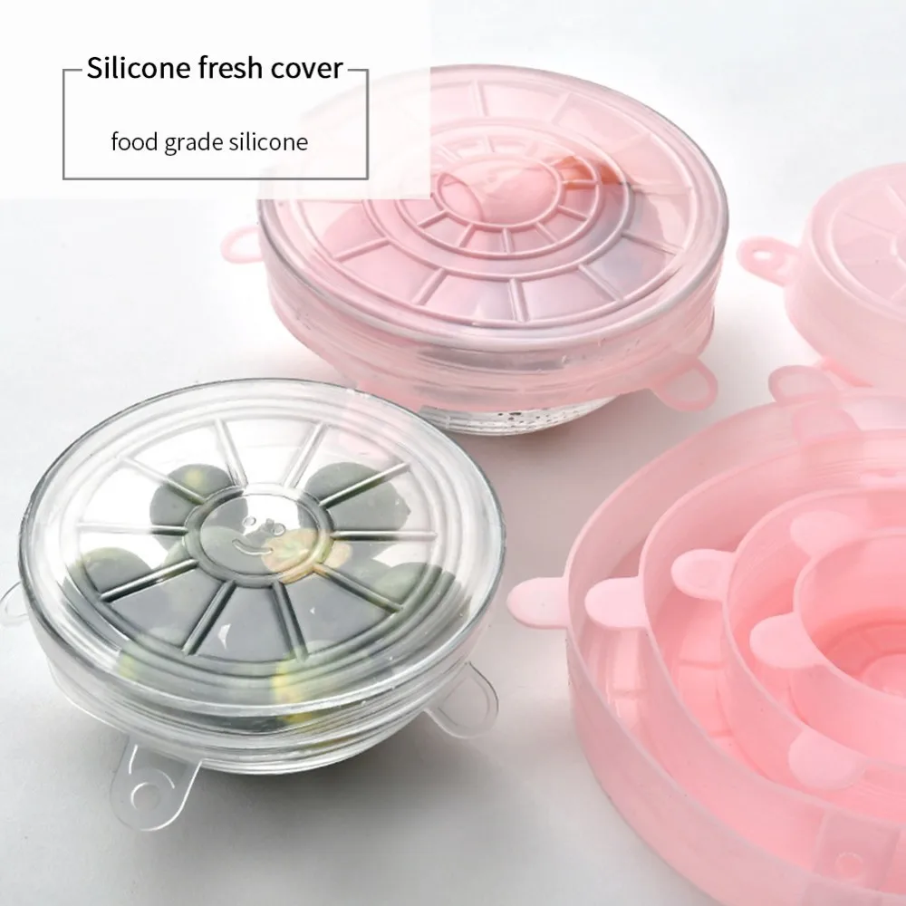 6 шт./лот многоразовая силиконовая пленка уплотнение пищевая свежая обертка