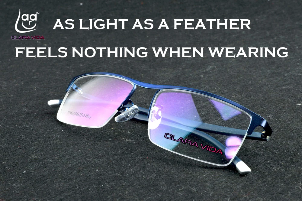 

Clara Vida 2017 new designer blue titanium alloy with flexiable light as feather high quality durable men glasses frame