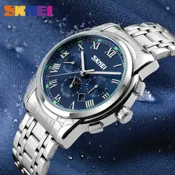 Новое поступление SKMEI Для мужчин Бизнес часы мужской в римском стиле Классические кварцевые наручные часы Нержавеющая сталь часы Relogio