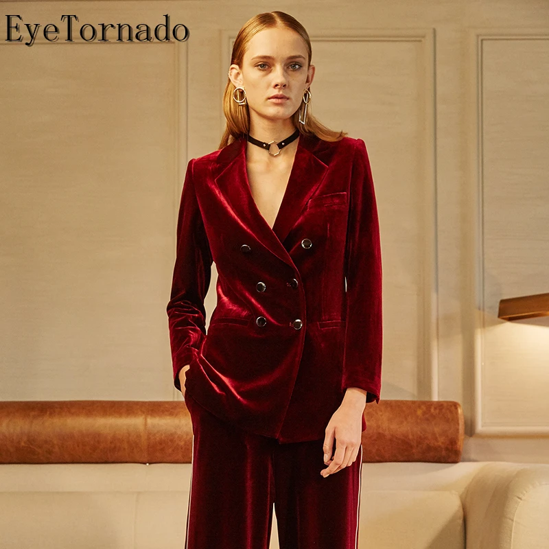 Women Spring Double Breasted Casual Work blazer wine red Classic Basic Ladies Business basic jacket Velvet Suit Outwear 9010 Women Spring Double Breasted Casual Work blazer wine red Classic Basic Ladies Business basic jacket Velvet Suit Outwear 9010