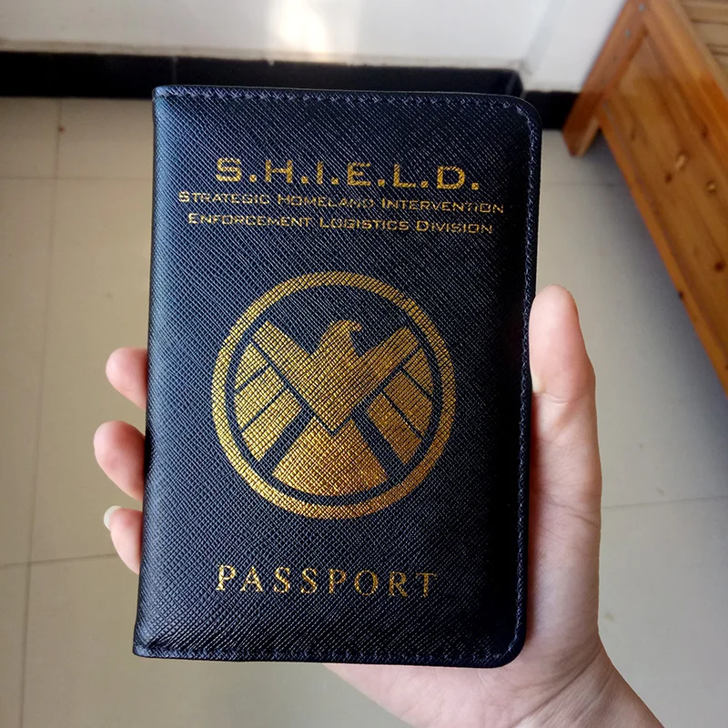 Держатель для паспорта Marvel, дорожные Rfid Чехлы для паспорта, Rfid Блокировка, защита карт из искусственной кожи, Модный черный чехол для паспорта