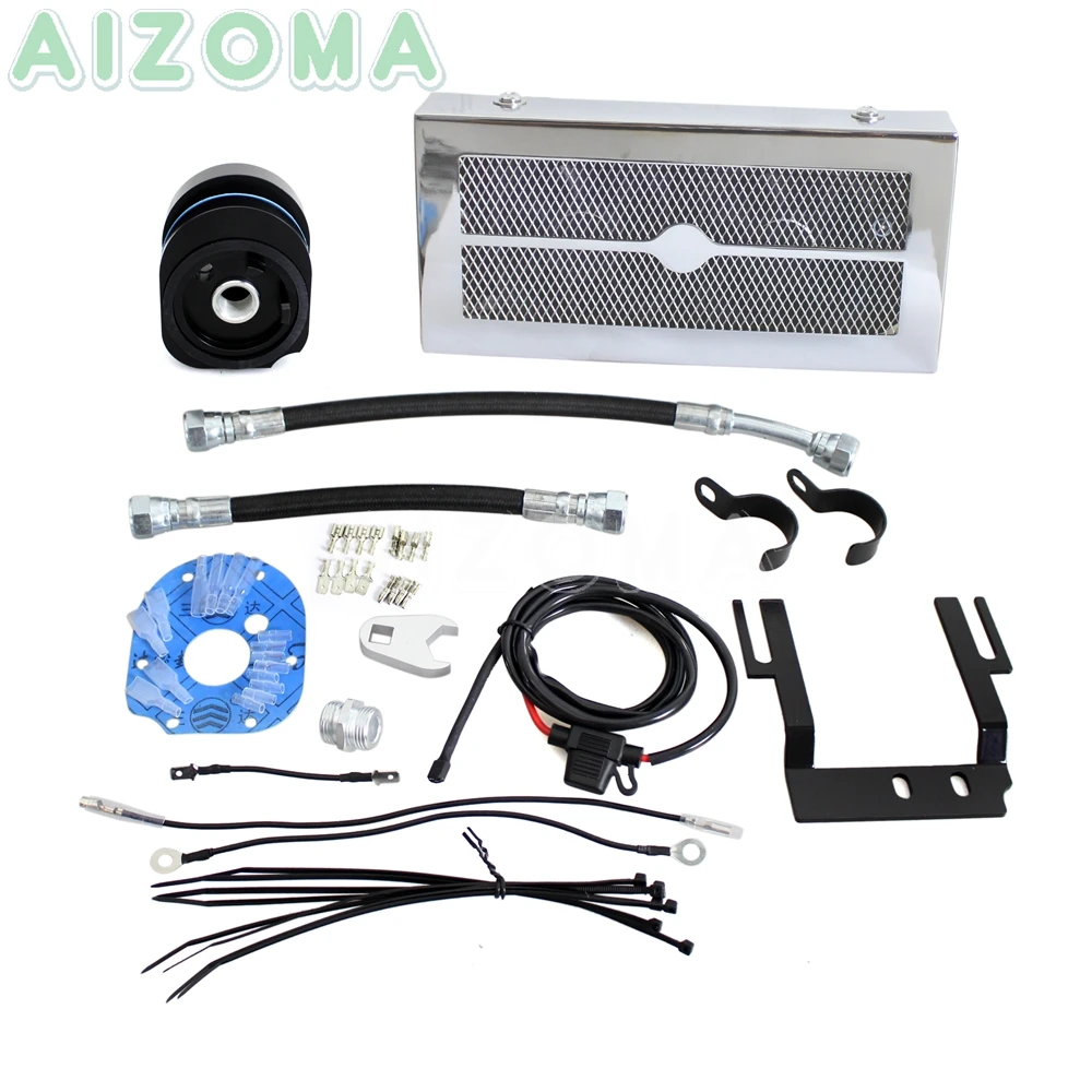 

Motorcycle 2.0 Reefer Oil Cooler Kit w/ Oil Filter Funnel Oil Cooling for Harley Softail Fat Boy Night Train Heritage 01-17