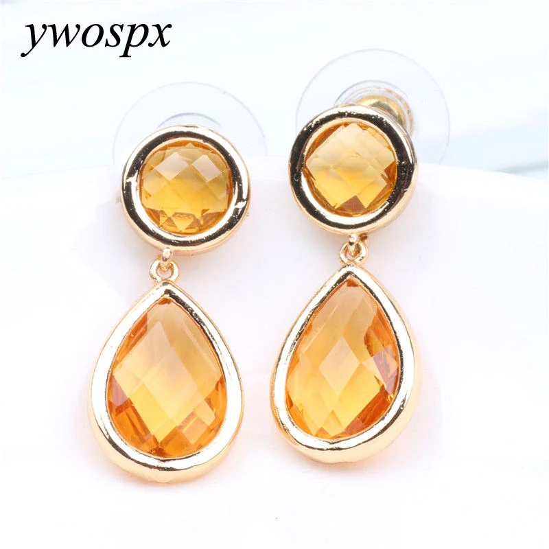 

Romantic Crystal Zircon Drops Pendientes Gold Color Dangle Earrings for Women Jewelry Wedding Brincos Engagement Earings Gifts