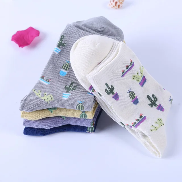 [COSPLACOOL] Новый Завод Кактус pattern женщины/девушка носки удобные прекрасные милые носки хлопок Повседневная Теплый Calcetines Chaussette сокс