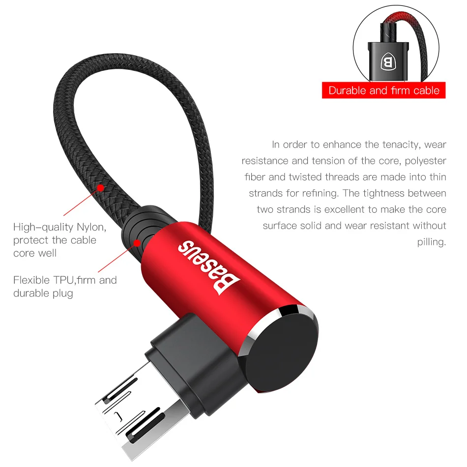 Реверсивный кабель Micro USB Baseus для мобильных игр Xiaomi Redmi 4X Note 4 5 Plus передачи данных