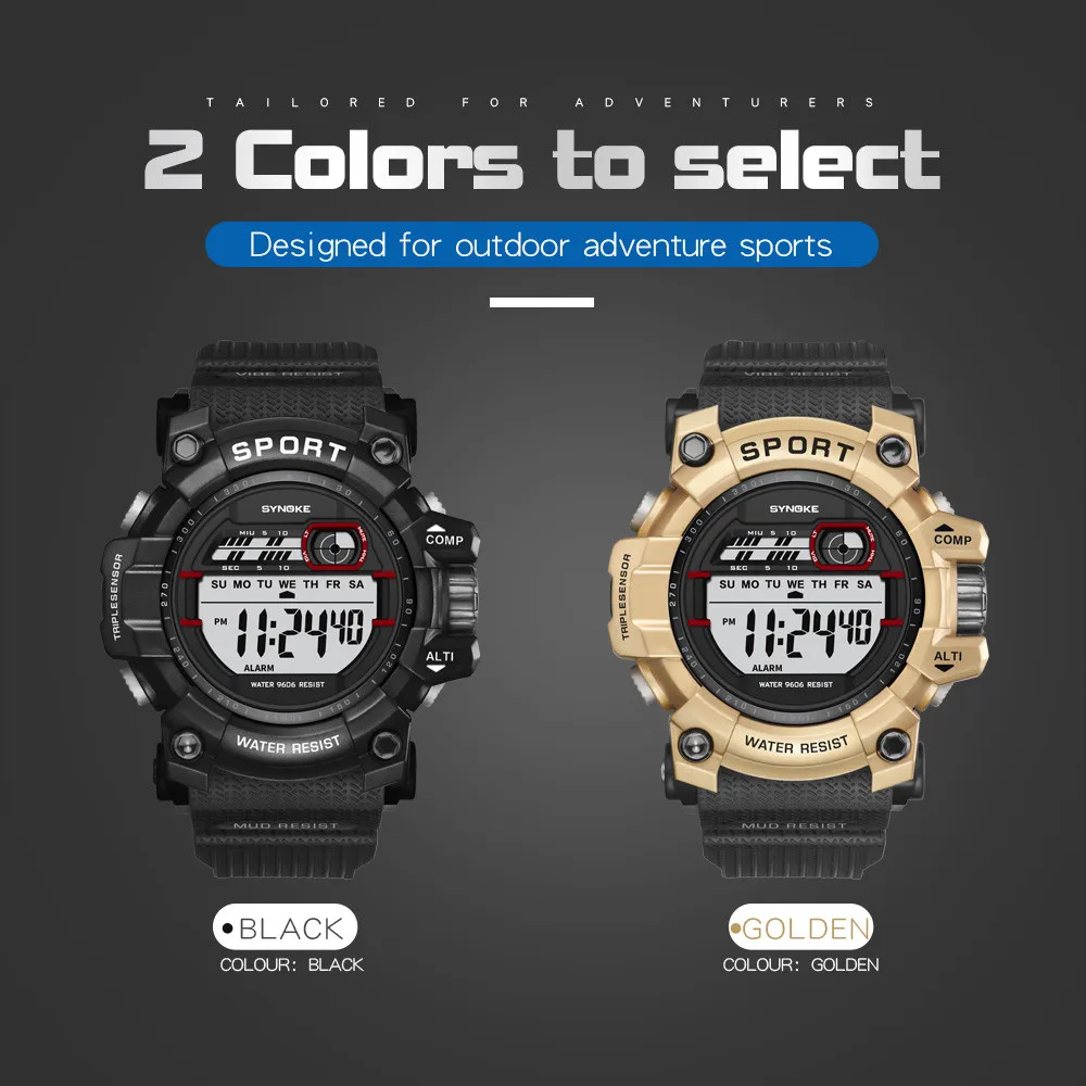 SYNOKE Роскошные брендовые Для мужчин спортивные военные часы армии светодиодный цифровой двигаться Для мужчин t наручные водонепроницаемые