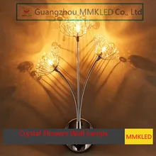 K9 с украшением в виде кристаллов цветы настенные светильники Современные европейские роскошные спальни гостиной свадебное освещение стены G4 110-240 V