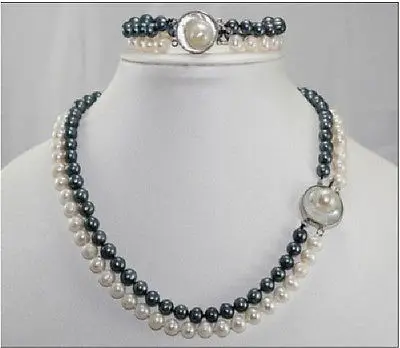 

SHIPPING HOT sell new Style >>>> Details about 2 ROW AAA8-9mm NATURAL south sea white pearl necklace bracelet set 14k/20