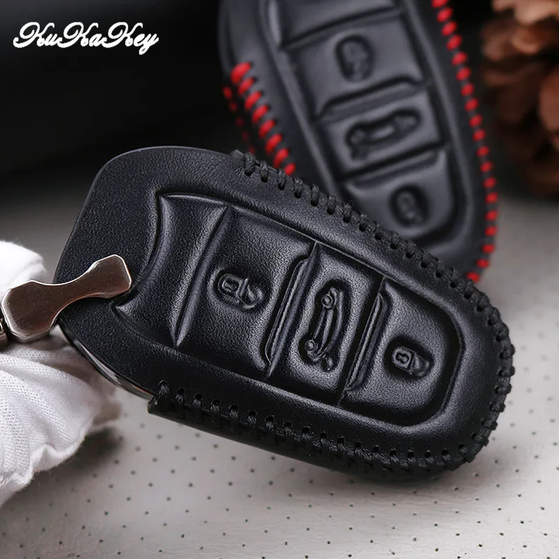 Чехол KUKAKEY для автомобильного ключа Peugeot 308 408 508 2008 3008 4008 5008 из натуральной кожи с