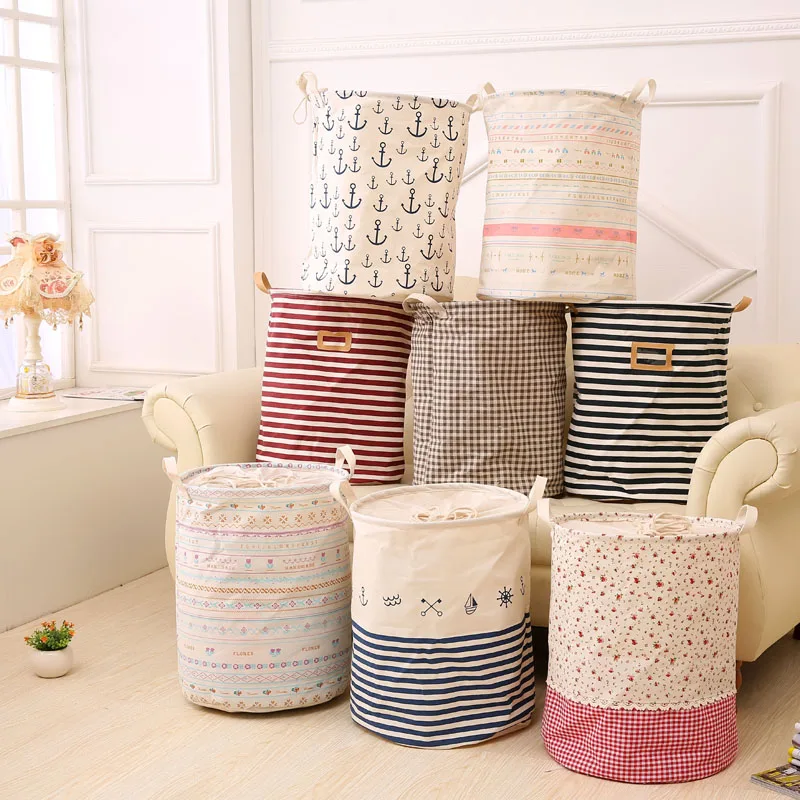 Gran capacidad plegable de algodón y lino niños almacenamiento
