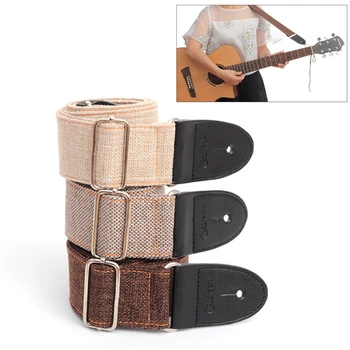 

Adjustable Guitar Bass Strap Cotton and Linen 80 - 140cm Length with PU Leather Head 3 Colors Optional