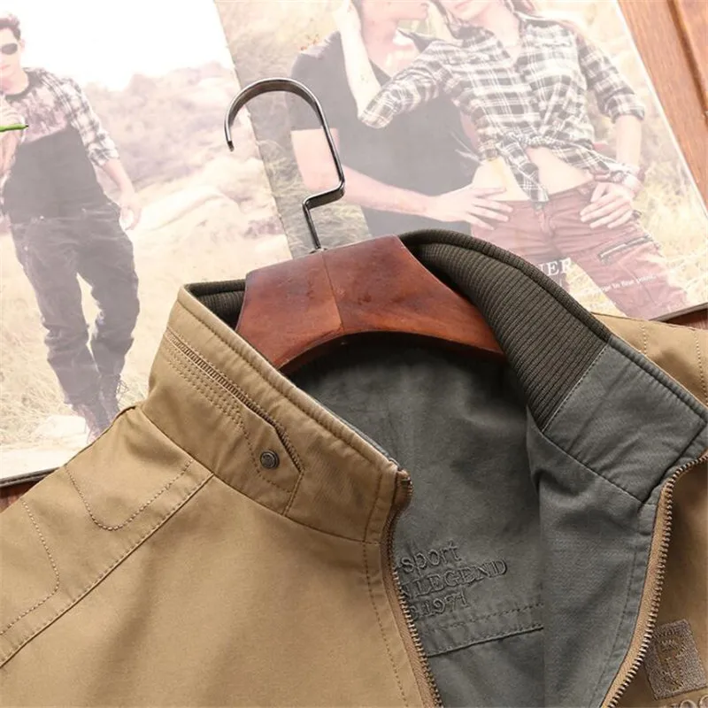 Thick Cotton Jacket Outwear 2019 Double Side Military Russian Male Cargo Jacket Mandarin Collar Military Overcoat Big Size 5XL