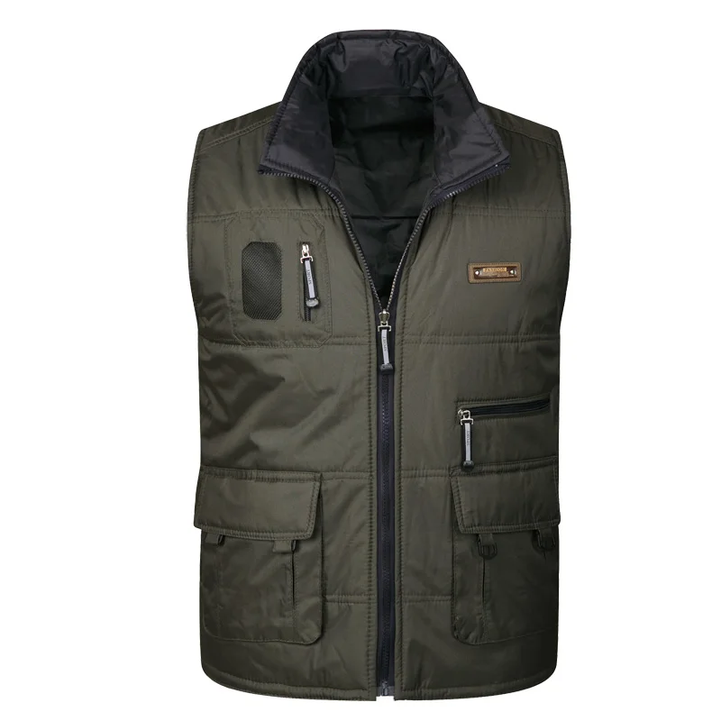 

Winter Thick Warm Cotton Vest For Men Spring Autumn Male Casual Multi Pocket Photographer Sleeveless Baggy Jacket Mens Waistcoat