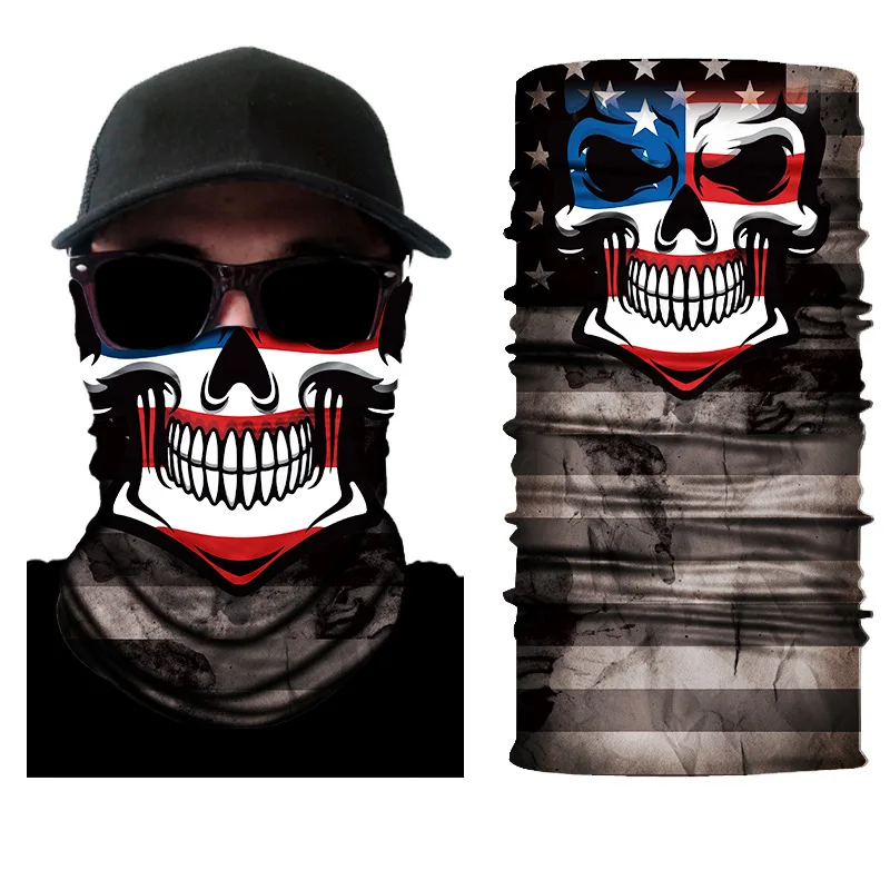 Байкерский шарф маска мотоциклетный шарф наружная маска с защитой от ультрафиолета для шеи маска с черепом для лица Лыжная Балаклава головная повязка маска для лица на Хэллоуин