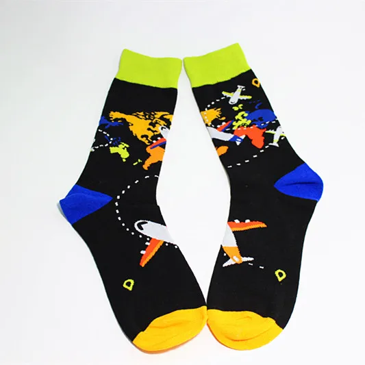 Новинка года; мужские длинные хлопковые носки в стиле хип-хоп забавные носки с изображением космоса, панды, самолета, Джокера, кофе, космонавта для бойфренда - Цвет: 16