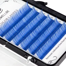 Новые 6 рядов/лот голубого цвета индивидуальное наращивание ресниц C/D Премиум мягкие натуральные накладные ресницы 8-14 мм реснички