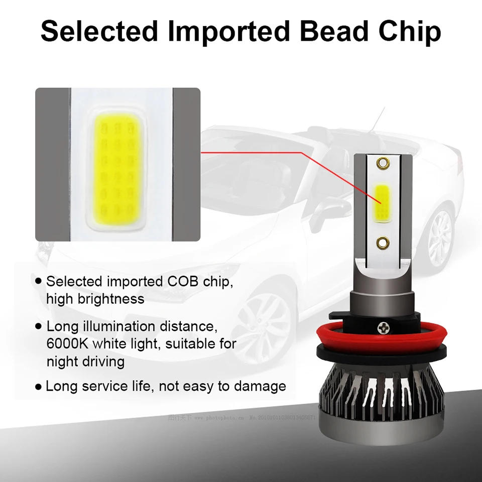 2PC Plug&play 8000lm LED H4 H7 H1 H11/8/9 9005 9006 HB3 HB4 9012 Mini Size Car Light Bulb Auto Vehicle Headlight Fog Lamp 6000K 2PC Plug&play 8000lm LED H4 H7 H1 H11/8/9 9005 9006 HB3 HB4 9012 Mini Size Car Light Bulb Auto Vehicle Headlight Fog Lamp 6000K