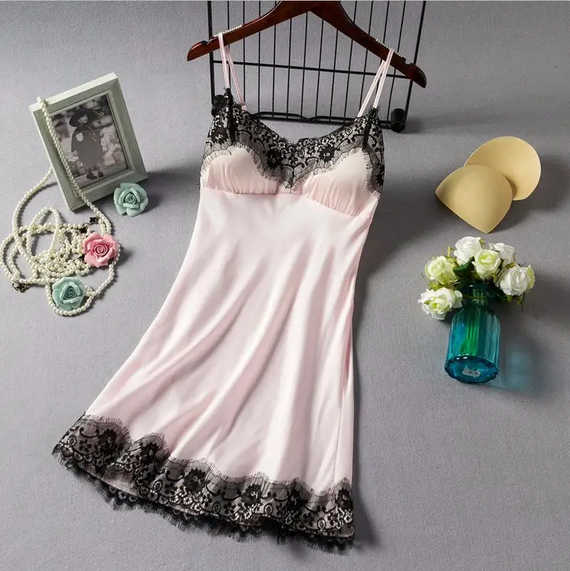 Style 1 Кружевное сексуальное нижнее белье с глубоким v-образным вырезом женское белье, сексуальная ночная сорочка одежда для сна ночнушка Для женщин ресниц кружевное нижнее белье сатин из искусственного шелка ночная рубашка - Цвет: Style 1