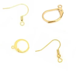 20pcs/lot Stainless Steel Earring Hooks Wire&Clasps Silver Gold Color Round French Earring Clips Hook Findings For DIY Earring 20pcs/lot Stainless Steel Earring Hooks Wire&Clasps Silver Gold Color Round French Earring Clips Hook Findings For DIY Earring