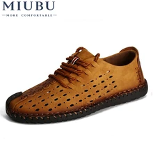 MIUBU Breathable Leather Casual Shoes Men Summer Beach Loafers Slip-On Design Sneakers Flat Outdoor Boat Male Shoe Moccasin MIUBU Breathable Leather Casual Shoes Men Summer Beach Loafers Slip-On Design Sneakers Flat Outdoor Boat Male Shoe Moccasin