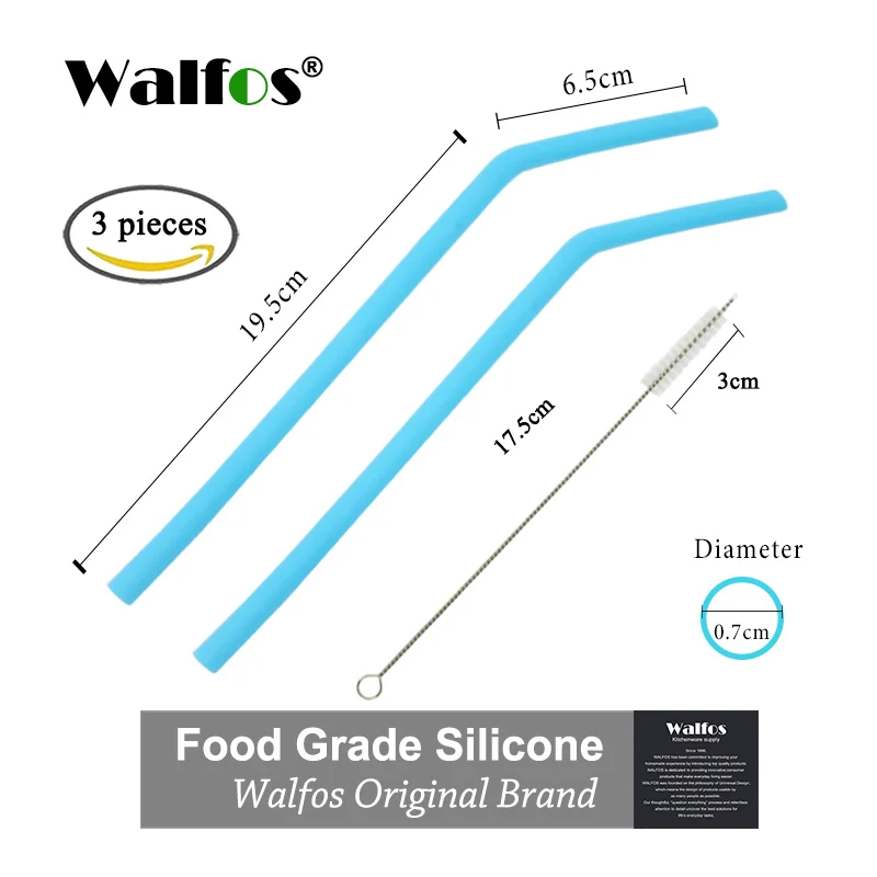 WALFOS 2 шт Высокое качество 304 пищевая нержавеющая сталь металл питьевой соломы Многоразовые трубочки+ 1 щетка для очистки - Цвет: small sky blue