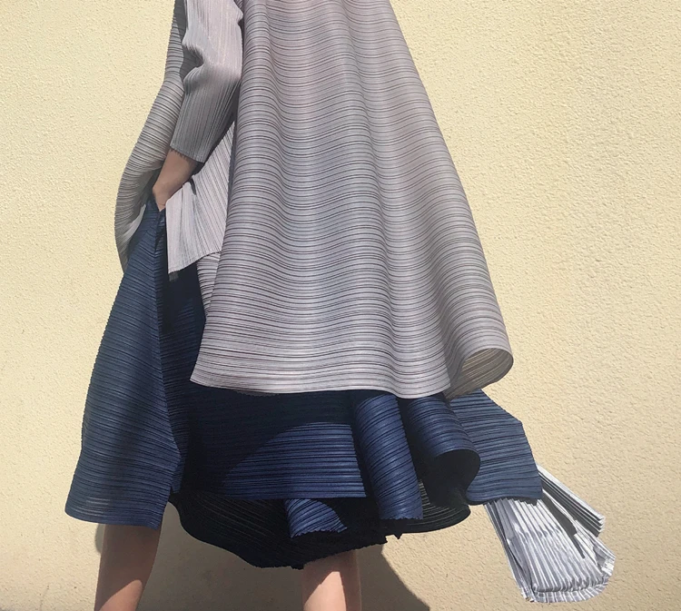 miyake pleated Skirt trousers oblique cut three-dimensional cut wide-leg pants free shipping