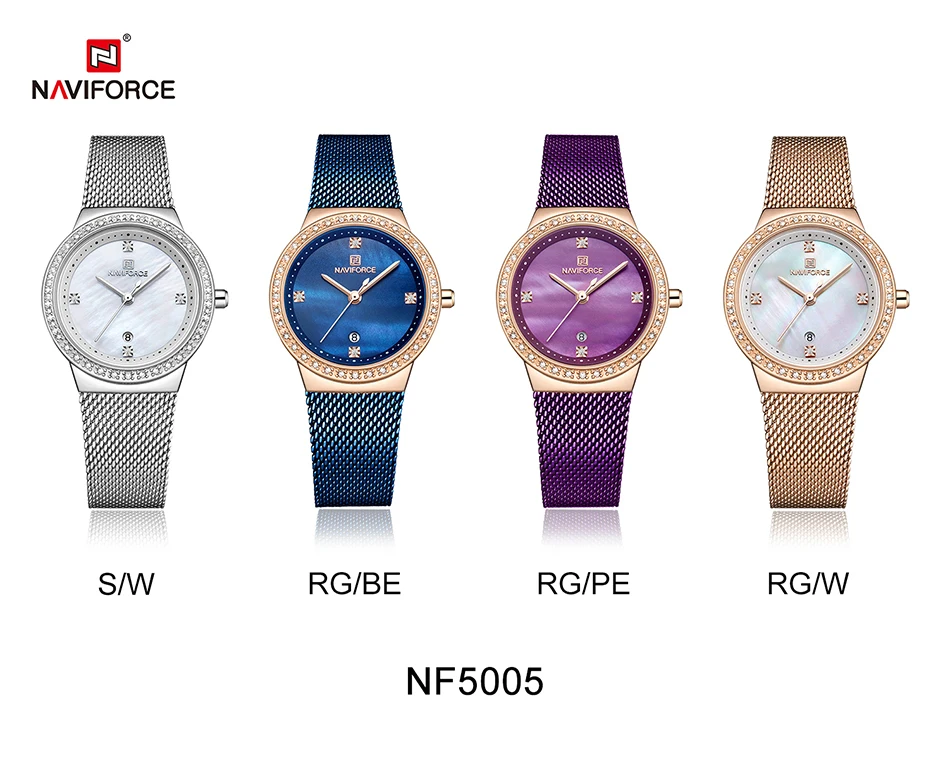 Новая мода NAVIFORCE бренд розовое золото часы с ремешком-сеткой для женщин дамы Повседневное платье кварцевые наручные часы reloj mujer Relogio Feminino
