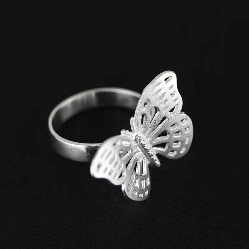 Creative sterling silver butterfly ring jewelry opening size ring female ring adjustable open ring anel de prata esterlina