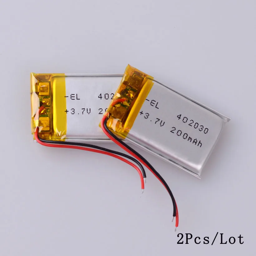 3,7 V 402030 200mAh литий-полимерный аккумулятор li-po для mp3-плеера регистратора dvr t BT батареи клавиатуры - Цвет: 2PCS