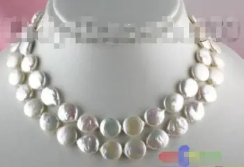 

Hot sale new Style >>>>>30" 14MM COIN WHITE FRESHWATER CULTURED PEARL NECKLACE