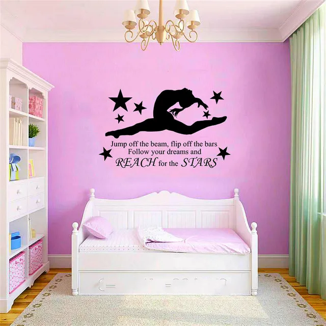 Gymnast wall stickers Dance room gymnasium decoration murals removable