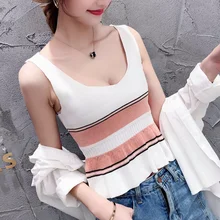 Весной и летом Раффлед вязаная жилетка короткая рубашка без рукавов Тонкий Дикий вязаная жилетка ремень женский