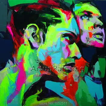 

Palette knife portrait Face Oil painting Character figure canvas Hand painted Francoise Nielly wall Art picture for living room9