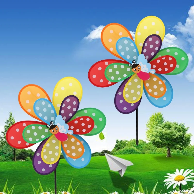 

Hot Sale Double Layer Insect Windmill Colorful Wind Spinner Kids Toy Yard Garden Decoration