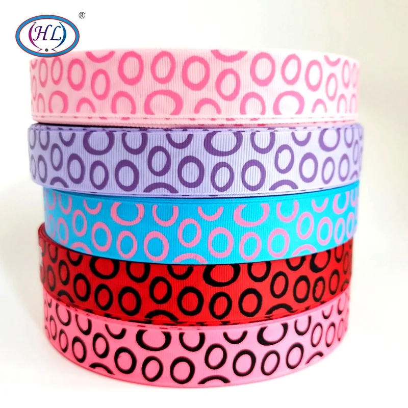 

HL 1" 5 meters/lot Printed Circle Grosgrain Ribbons DIY Sewing Hairbows Gift Wrapping Wedding Christmas Ribbon Accessory