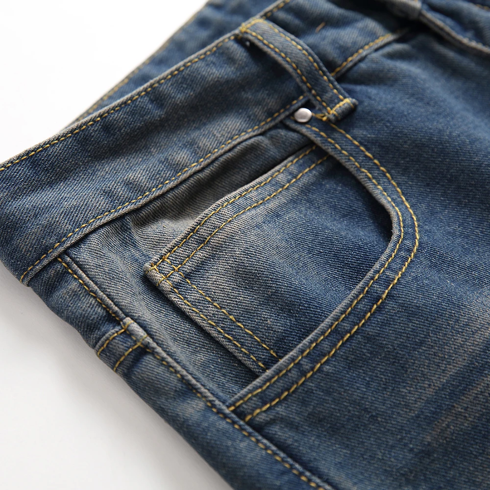 Летние мужские винтажные джинсовые рваные джинсы свободные повседневные Прямые брюки тренд мужские брюки хип хоп Байкер Мото уличная